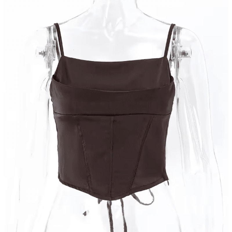 Backless Lace Up Spaghetti Strap Crop Top For Party And Street Style 1