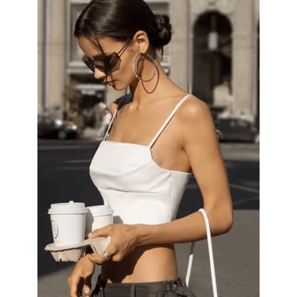 Backless Lace Up Spaghetti Strap Crop Top For Party And Street Style 4
