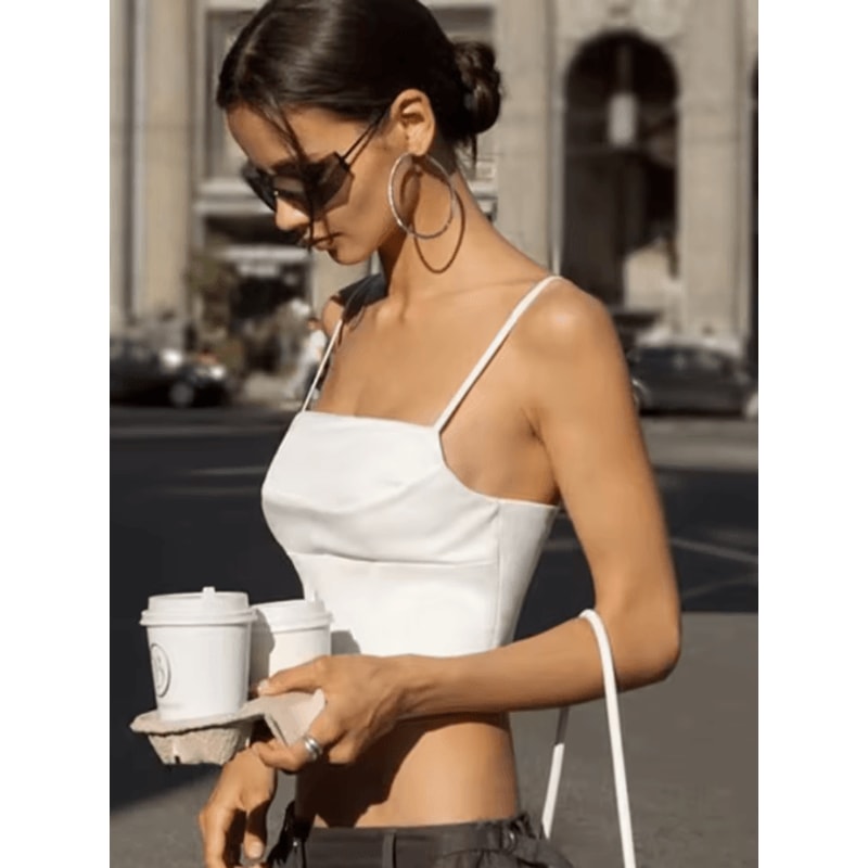 Backless Lace Up Spaghetti Strap Crop Top For Party And Street Style 4