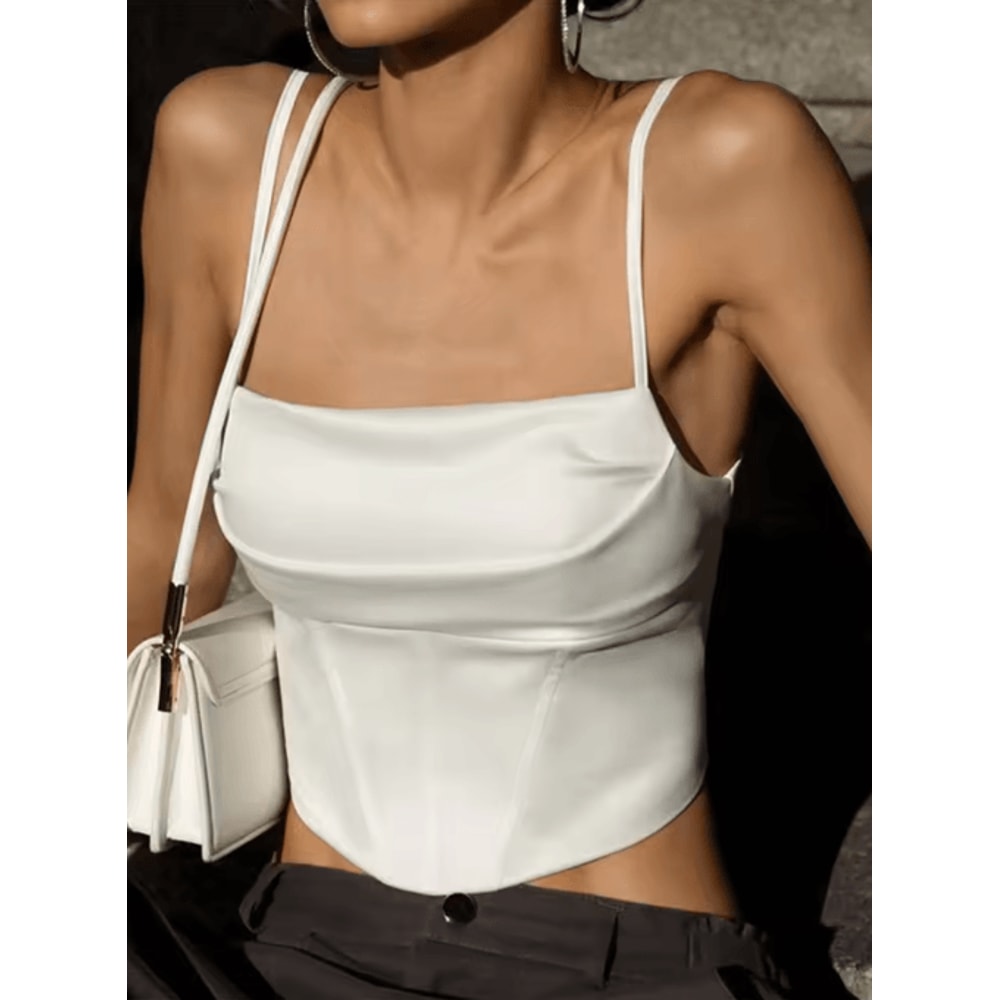 Backless Lace Up Spaghetti Strap Crop Top For Party And Street Style 5