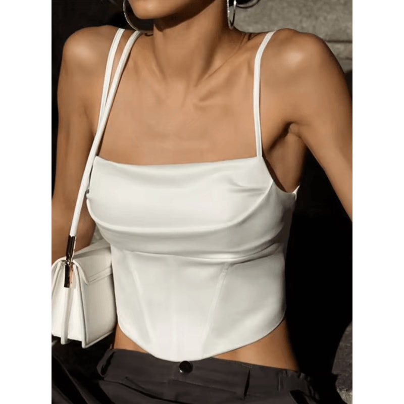 Backless Lace Up Spaghetti Strap Crop Top For Party And Street Style 5
