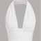 White Deep V Backless Halter Crop Top Y2K Club Street Style 2