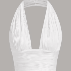 white deep v backless halter crop top y2k club street style