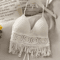 Lace Halter Crop Top With BuiltIn Bra Retro Tassel Womens Beach Tank 11