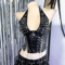Spiked Gothic Punk Tank Y2K Grunge PU Leather Alternative Top For Women 13