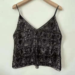 puloru sequin beaded flower camisole – open back chic summer top