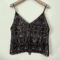 Puloru Sequin Beaded Flower Camisole Open Back Chic Summer Top 0