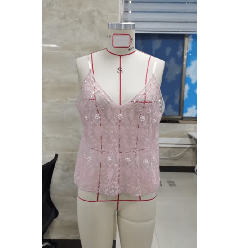 Puloru Sequin Beaded Flower Camisole Open Back Chic Summer Top 2