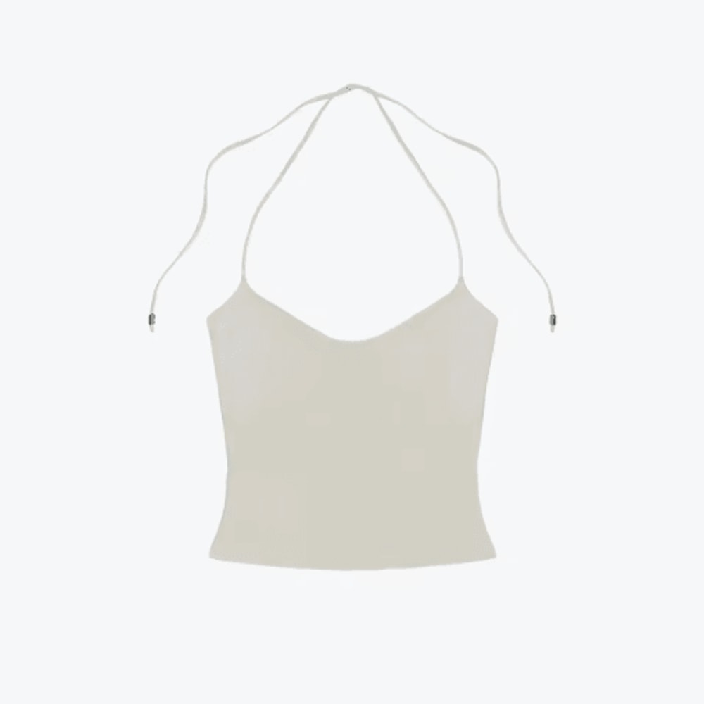 Open Back Halter Camisole With Metal Accents Stretchy Sexy Summer Tank For Women 1