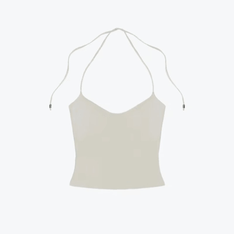 Open Back Halter Camisole With Metal Accents Stretchy Sexy Summer Tank For Women 1