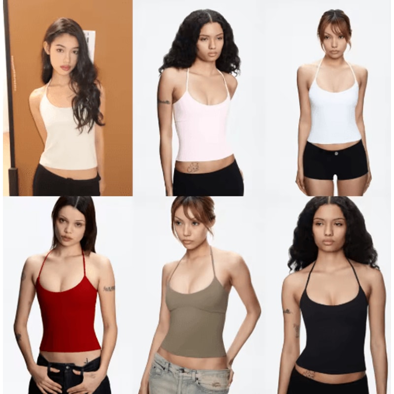 Open Back Halter Camisole With Metal Accents Stretchy Sexy Summer Tank For Women 9