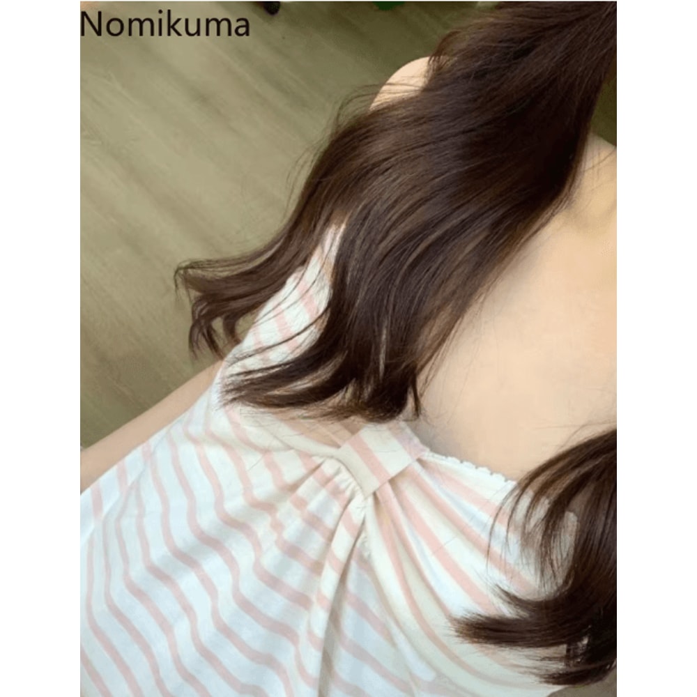 Japanese Sweet Vintage Striped Ruffle Tank Slim Fit Summer Cami For Women 4