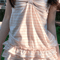 Japanese Sweet Vintage Striped Ruffle Tank Slim Fit Summer Cami For Women 0