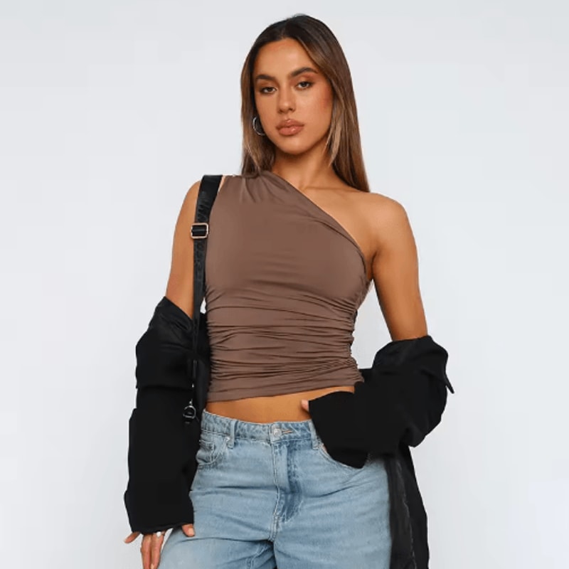 One Shoulder Backless Slim Tank Candy Color Sexy Summer Top For Women 5