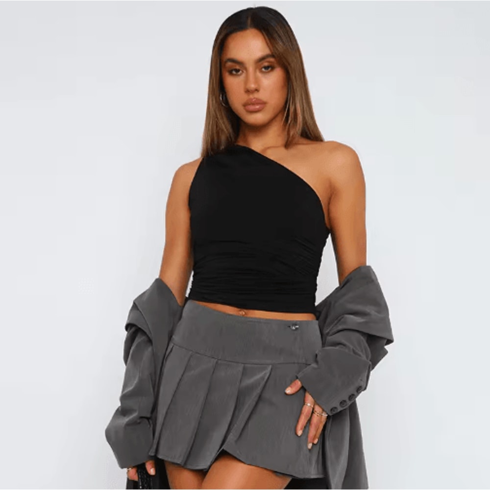 One Shoulder Backless Slim Tank Candy Color Sexy Summer Top For Women 0