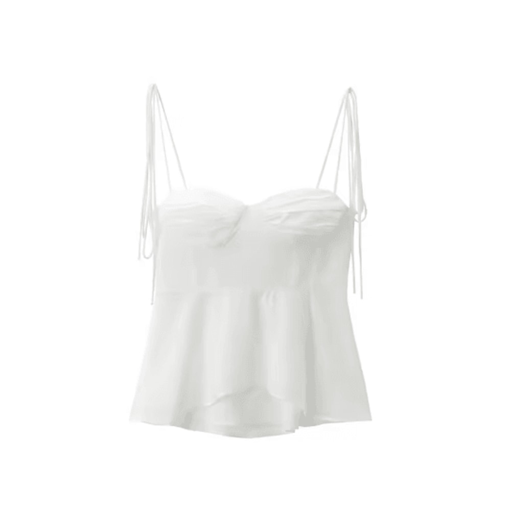 Willshela Pleated Backless VNeck Crop Top Vintage Chic Thin Strap Summer Essential 1