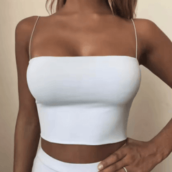 2024 elastic cotton crop top – sleeveless sexy summer tank for women