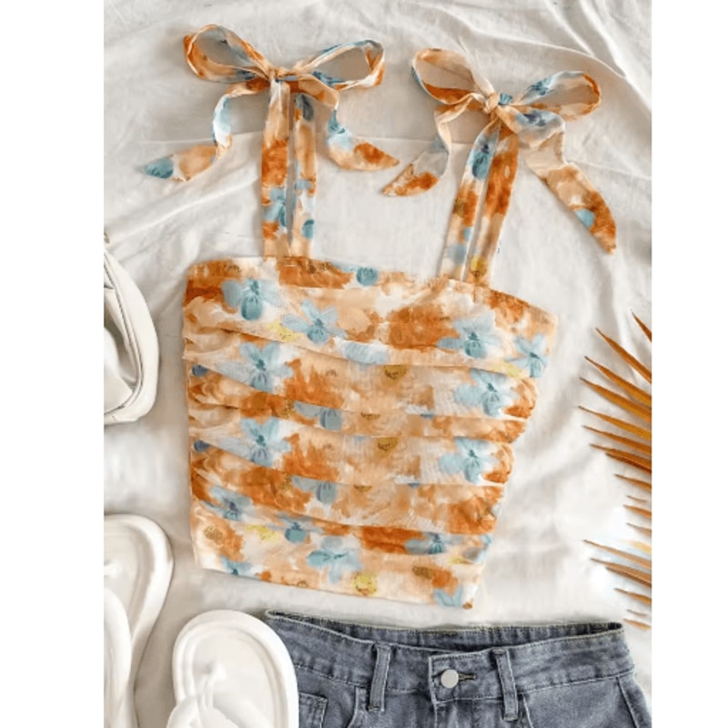 Pink Tie Shoulder Ruched Crop Top Backless Y2K Streetwear Cami For Women 3