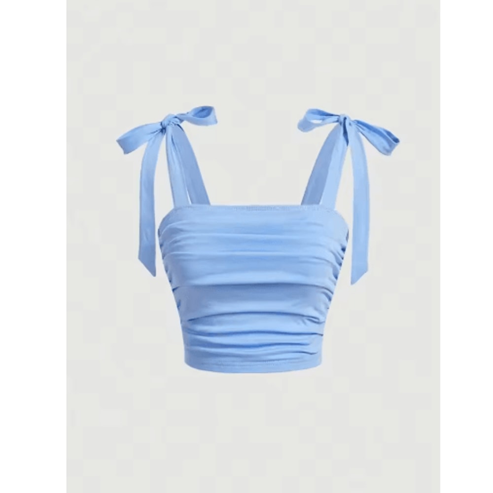 Pink Tie Shoulder Ruched Crop Top Backless Y2K Streetwear Cami For Women 6