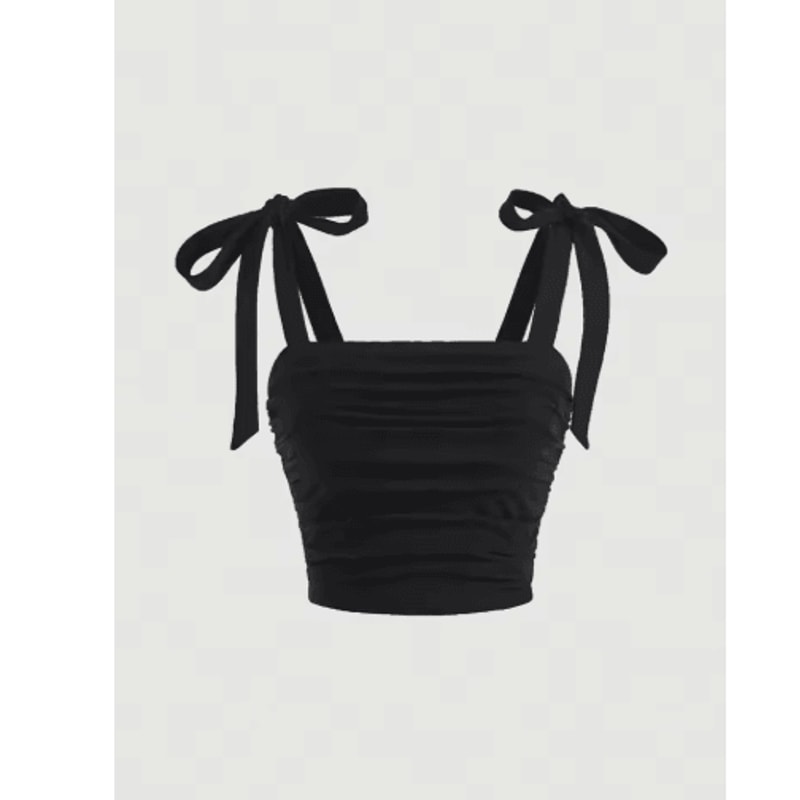 Pink Tie Shoulder Ruched Crop Top Backless Y2K Streetwear Cami For Women 7