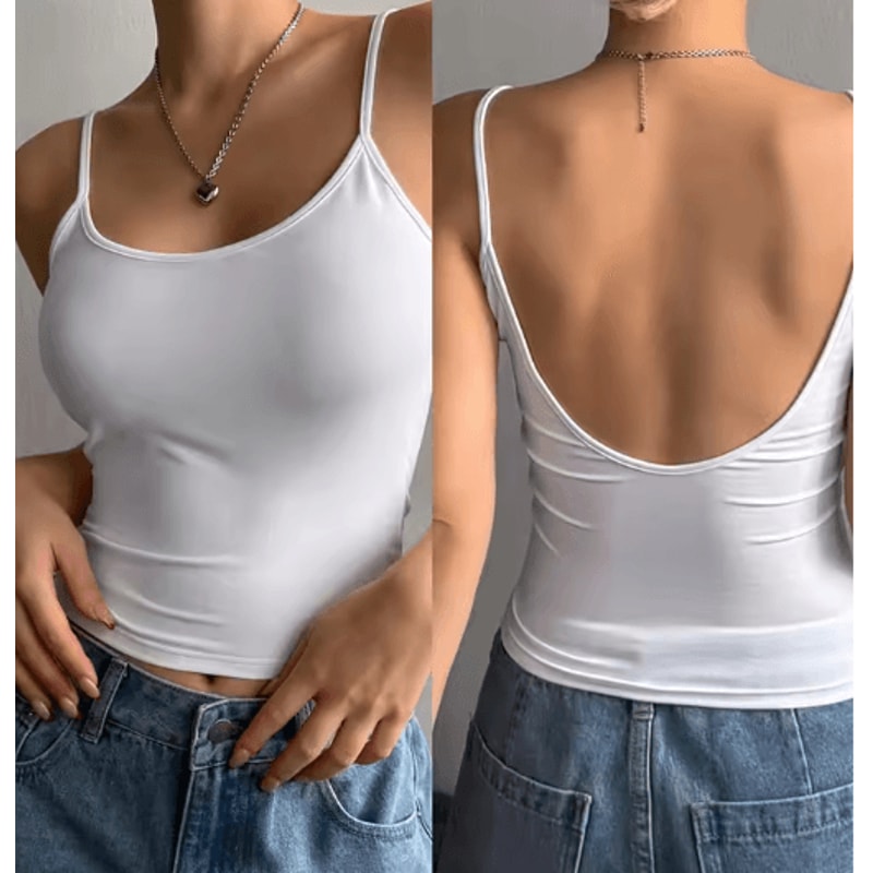 Backless Solid Color Cami Crop Top Y2K Streetwear Summer Essential 9