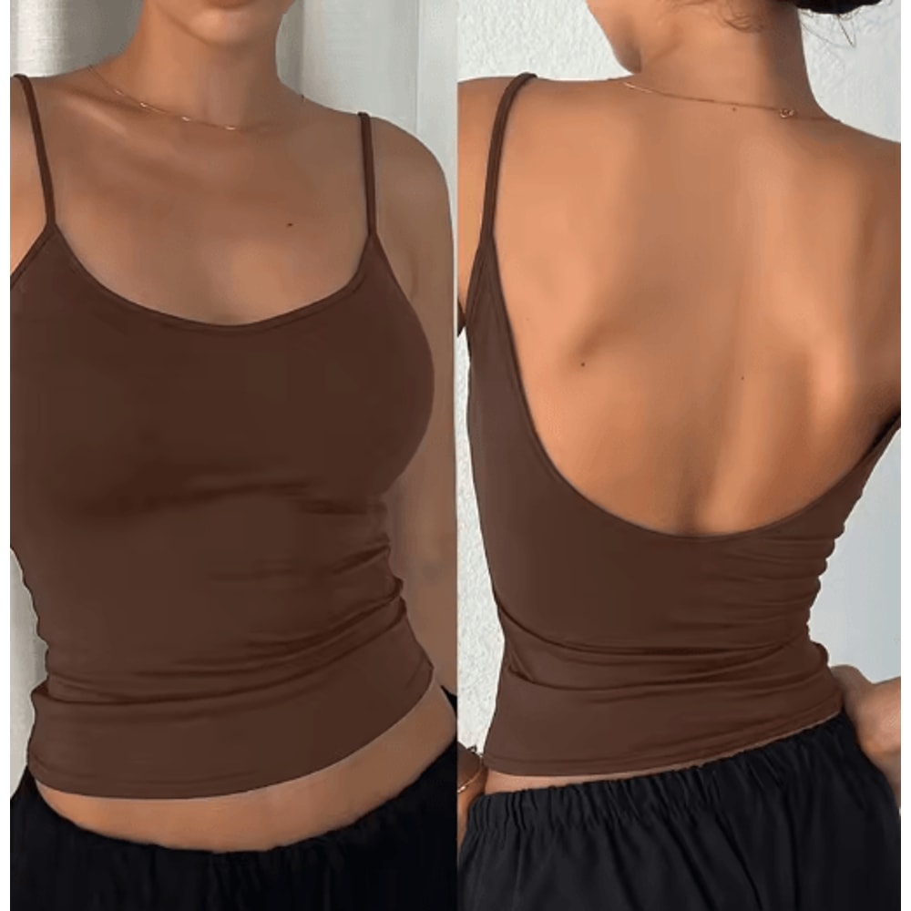Backless Solid Color Cami Crop Top Y2K Streetwear Summer Essential 2