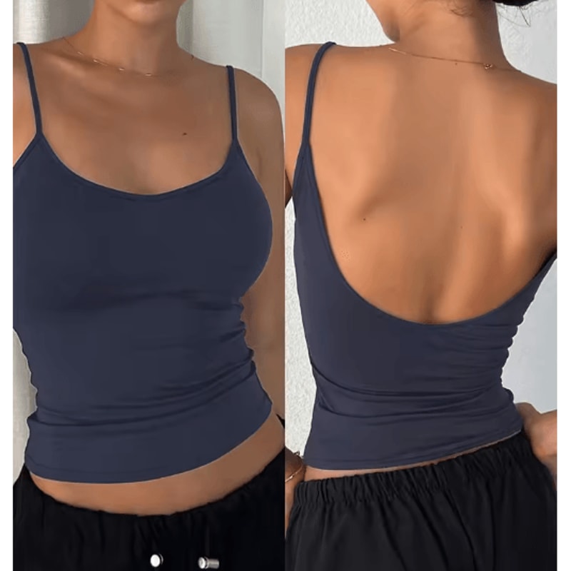 Backless Solid Color Cami Crop Top Y2K Streetwear Summer Essential 3