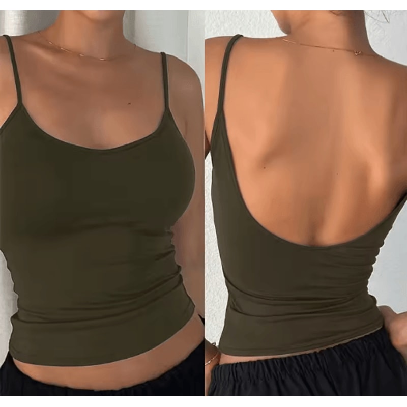 Backless Solid Color Cami Crop Top Y2K Streetwear Summer Essential 5