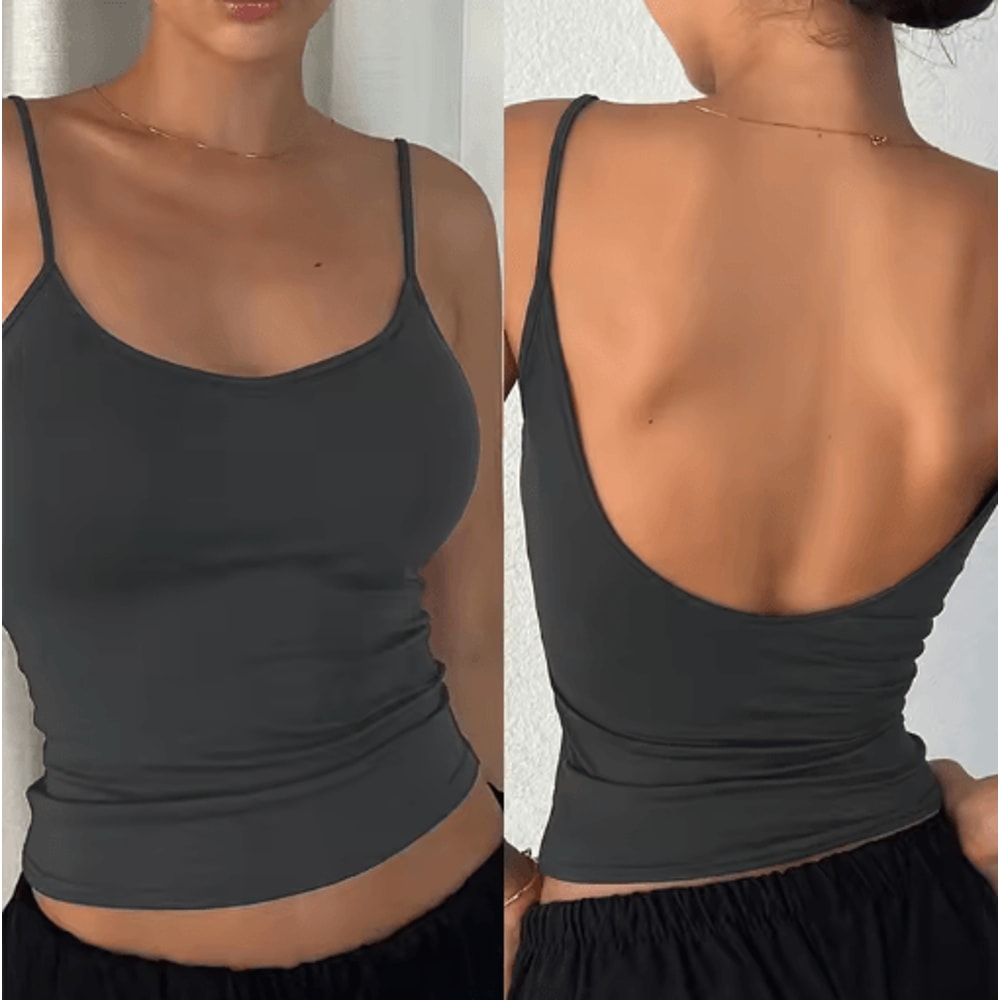 Backless Solid Color Cami Crop Top Y2K Streetwear Summer Essential 6