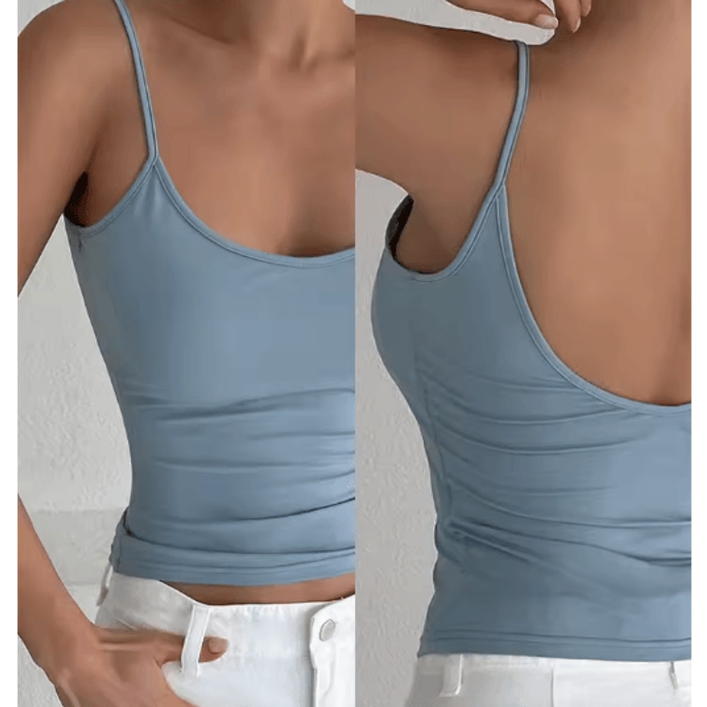 Backless Solid Color Cami Crop Top Y2K Streetwear Summer Essential 7