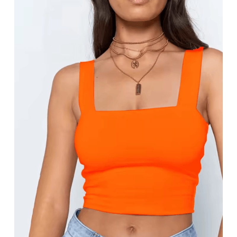 Square Neck Backless Summer Crop Top Casual Off Shoulder Cami For Women 2