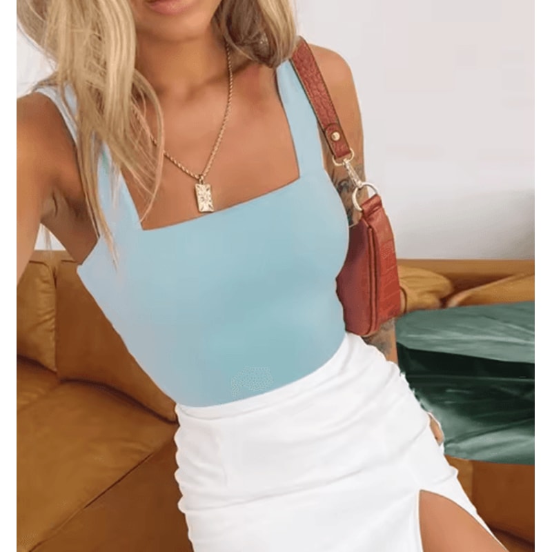 Square Neck Backless Summer Crop Top Casual Off Shoulder Cami For Women 3