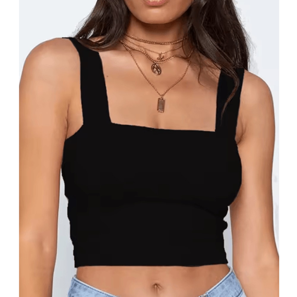 Square Neck Backless Summer Crop Top Casual Off Shoulder Cami For Women 4