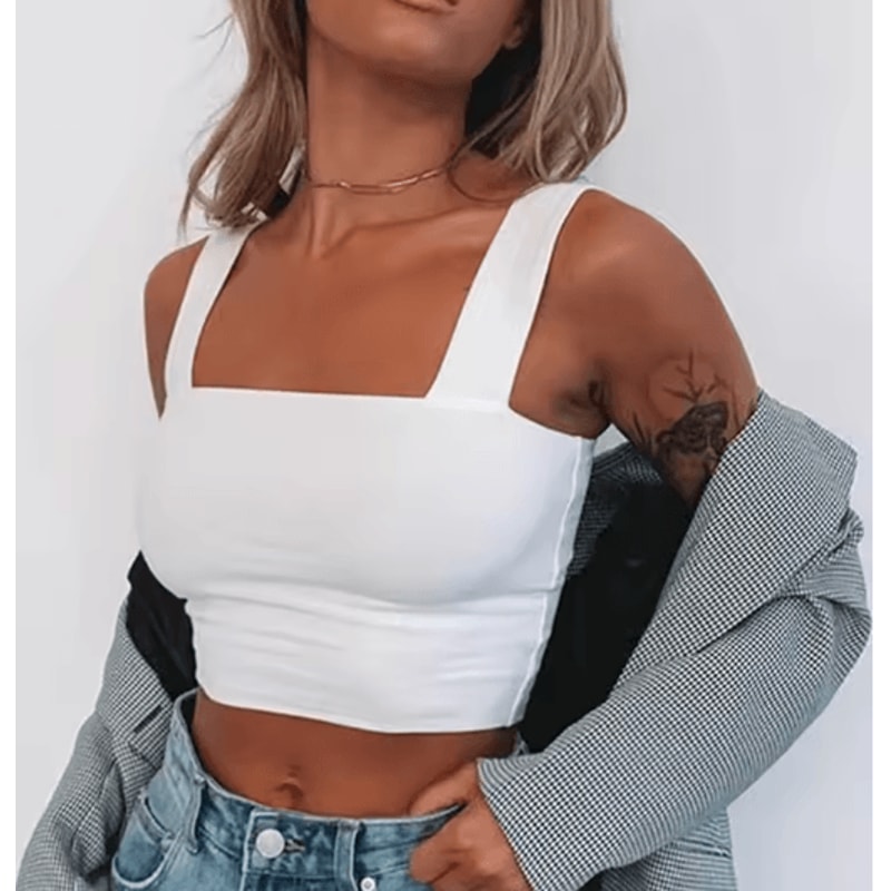 Square Neck Backless Summer Crop Top Casual Off Shoulder Cami For Women 5