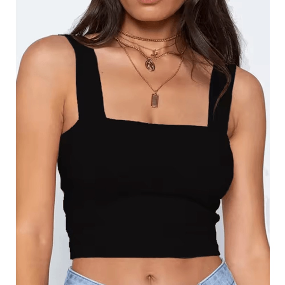 Square Neck Backless Summer Crop Top Casual Off Shoulder Cami For Women 6