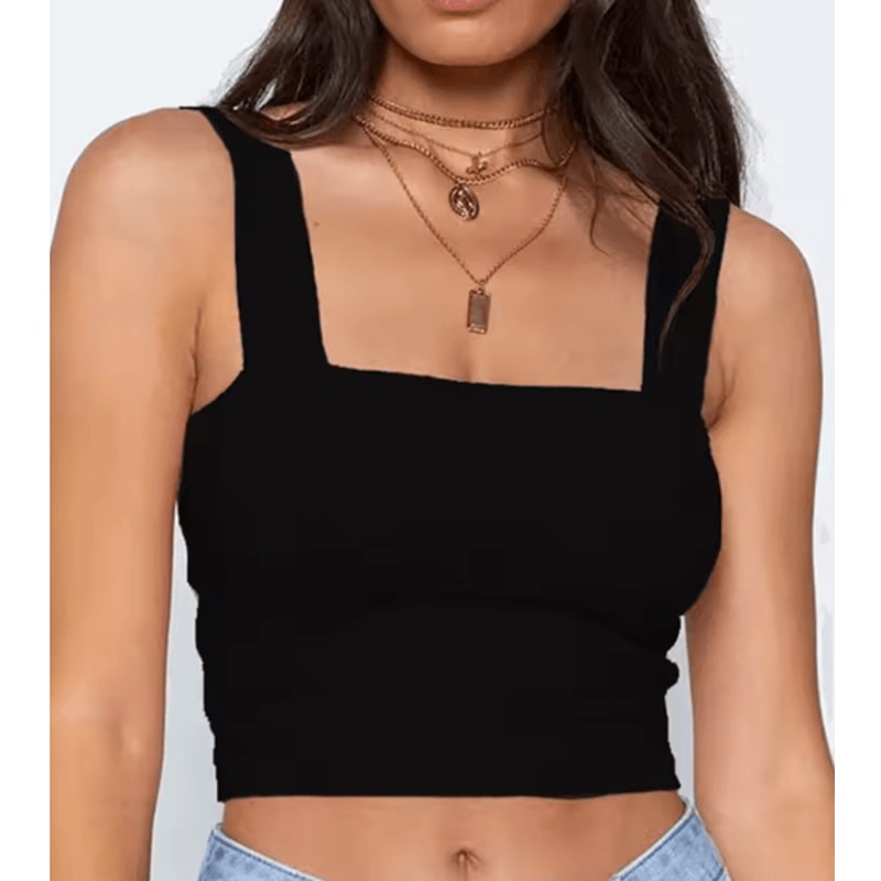 Square Neck Backless Summer Crop Top Casual Off Shoulder Cami For Women 6