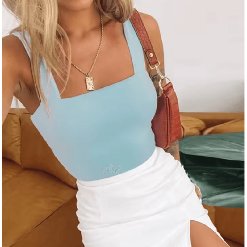 Square Neck Backless Summer Crop Top Casual Off Shoulder Cami For Women 8