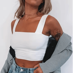 square neck backless summer crop top – casual off shoulder cami for women