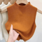 Knitted Cropped Half Turtleneck Tank Solid Color Sleeveless Sweater Cami For Women 3