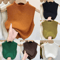 Knitted Cropped Half Turtleneck Tank Solid Color Sleeveless Sweater Cami For Women 0
