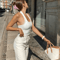 White Halter Ribbed Backless Crop Top 2024 Streetwear Knit Vest For Women 0