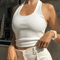 White Halter Ribbed Backless Crop Top 2024 Streetwear Knit Vest For Women 6