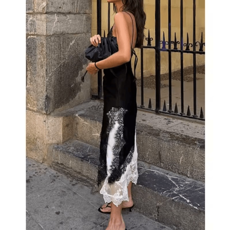 Combhasaki Satin Lace Trim Asymmetrical Cami Flowy High Low Silk Layering Top 17