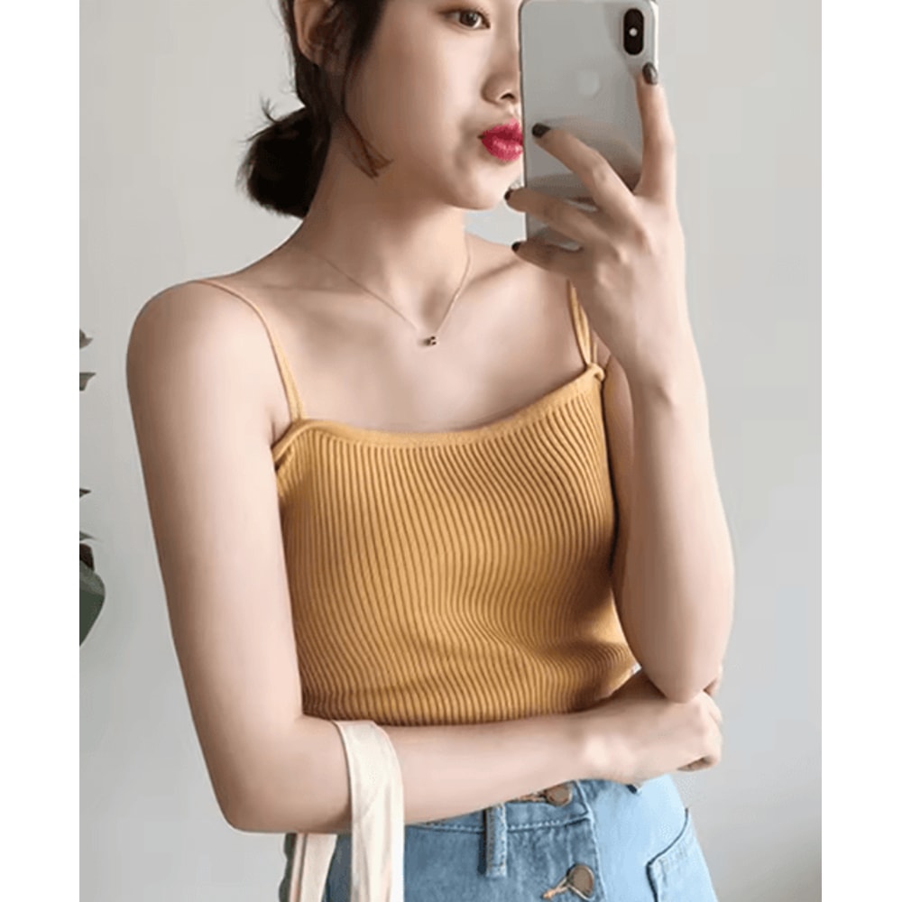 2025 Slim Halter Crop Top Backless Solid Summer Camisole For Women 1