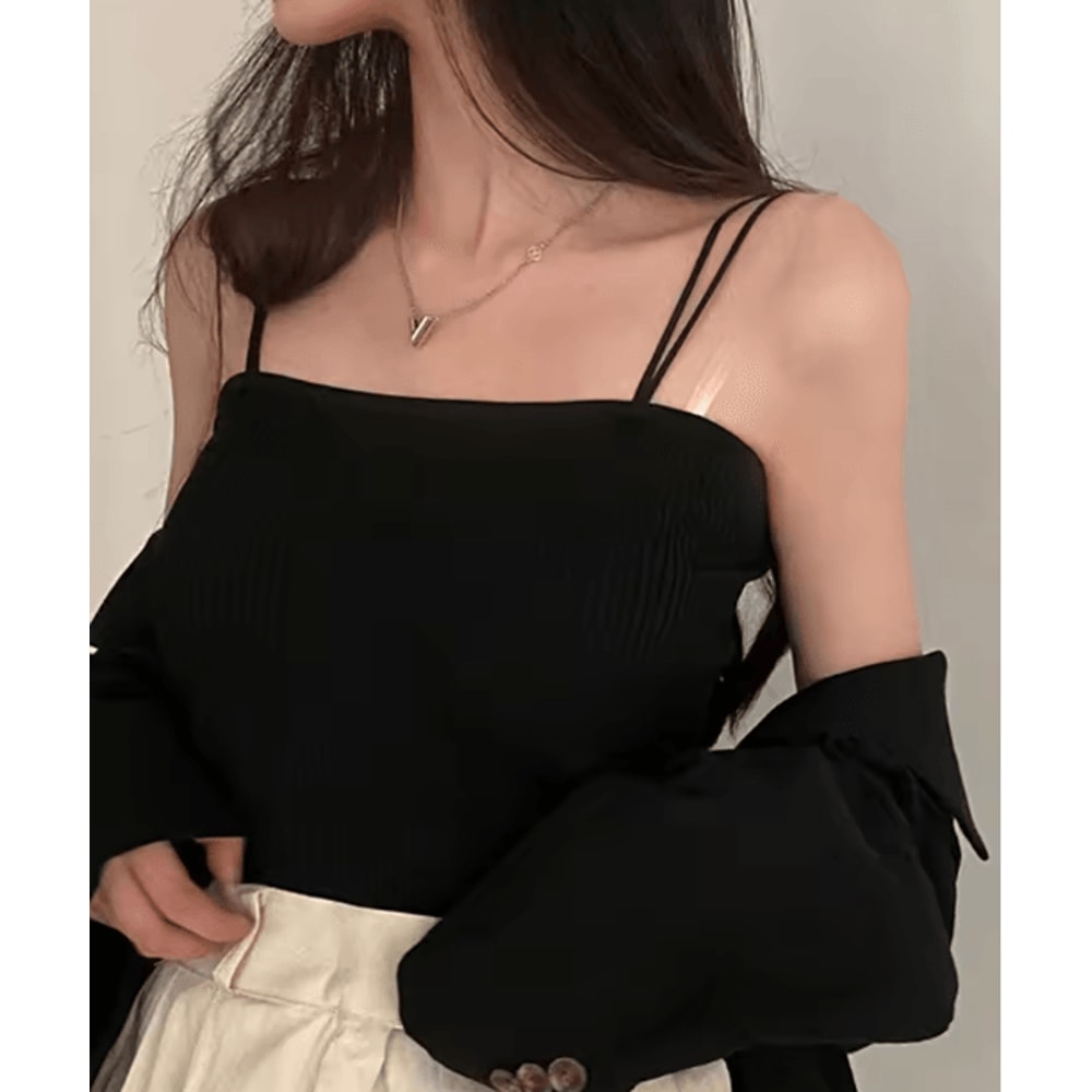 2025 Slim Halter Crop Top Backless Solid Summer Camisole For Women 0