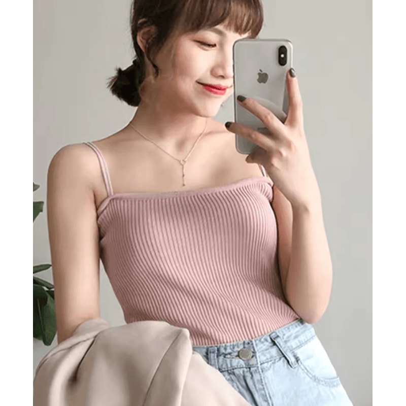 2025 Slim Halter Crop Top Backless Solid Summer Camisole For Women 2