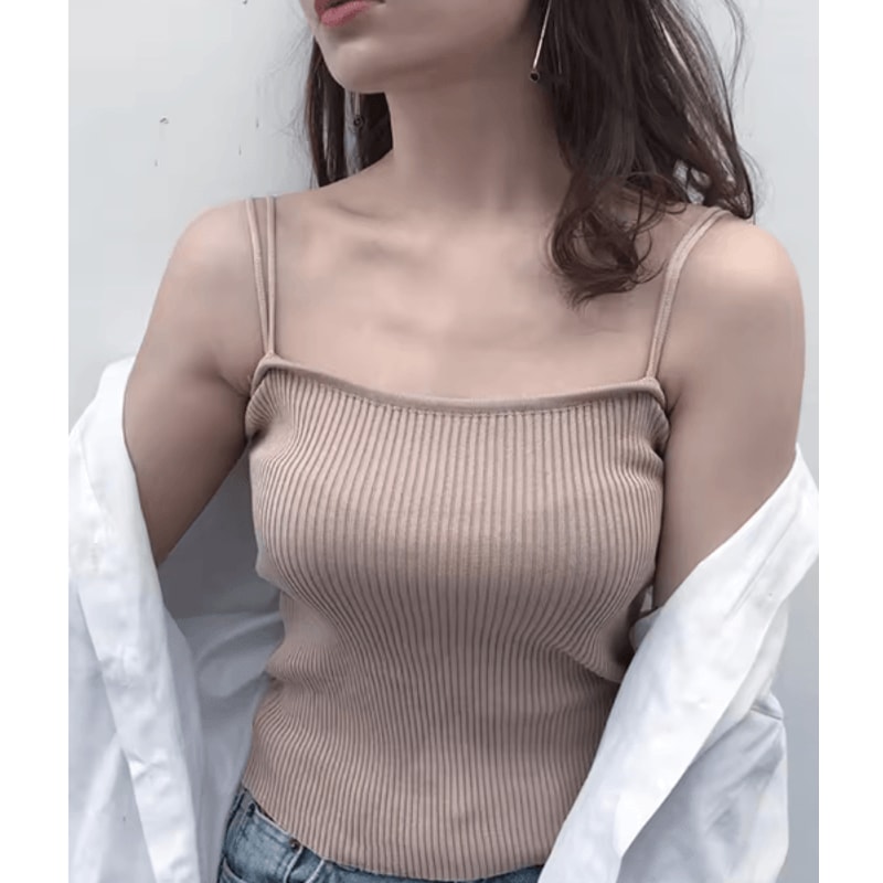 2025 Slim Halter Crop Top Backless Solid Summer Camisole For Women 3