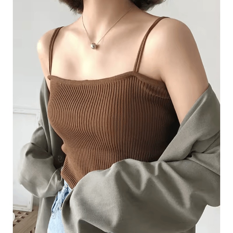 2025 Slim Halter Crop Top Backless Solid Summer Camisole For Women 8