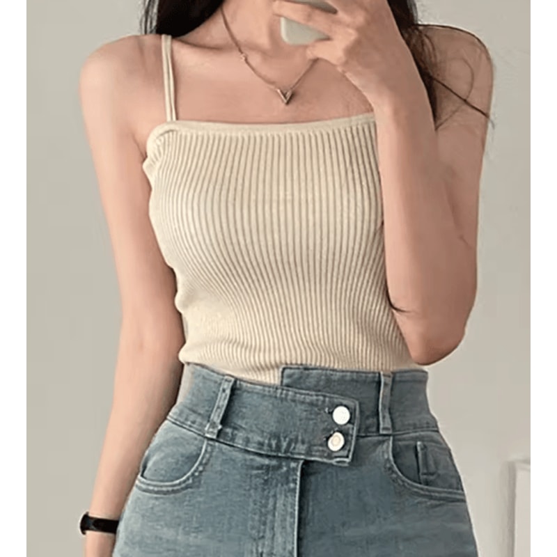 2025 Slim Halter Crop Top Backless Solid Summer Camisole For Women 9