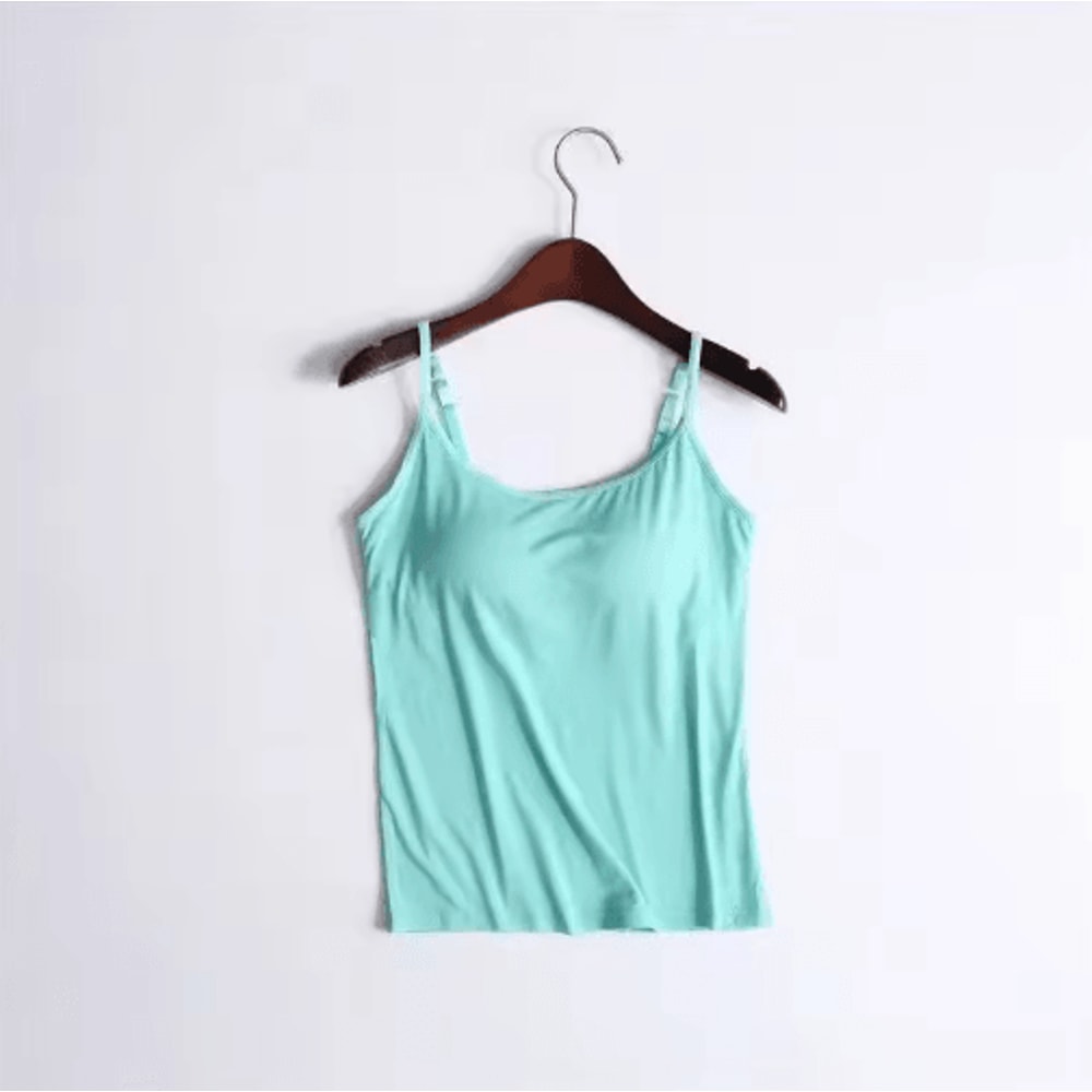 2024 Padded Bra Spaghetti Strap Camisole Supportive Solid Summer Tank For Women 2